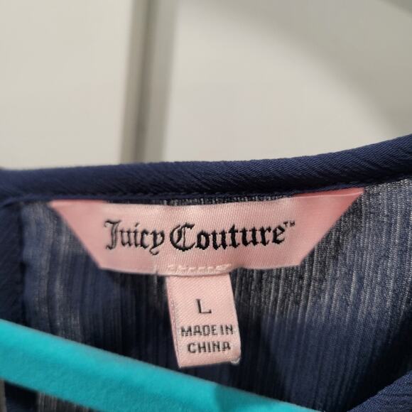 Juicy Couture Navy Blue Sheer Sleeveless Tank With Silver accents Size Large - Picture 5 of 6